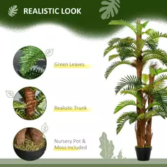 Outsunny Artificial Plant Tropical Fern in Pot, Fake Plants for Home Indoor Decor, 150cm, Green - 5