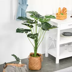 Outsunny Decorative Artificial Monstera Plants in Pot Fake Plants for Home Indoor Outdoor Decor, 85cm - 1