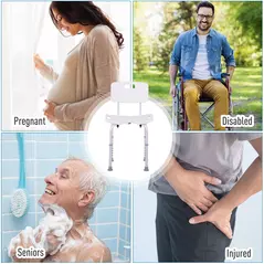 HOMCOM 8-Level Height Adjustable Bath Stool Spa Shower Chair Aluminum w/ Non-Slip Feet, Handle for the Pregnant, Old, Injured - 7