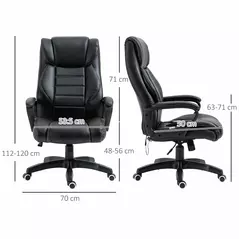 Vinsetto Office Chair with 6-Point Maaage, PU Desk Chair with Padded Seat and Armrest, Computer Chair with Tilt Function for Home, Black - 3