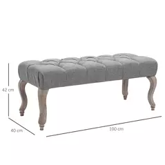 HOMCOM Tufted Upholstered Accent Bench Window Seat Bed End Stool Fabric Ottoman for Living Room, Bedroom, Hallway - 3