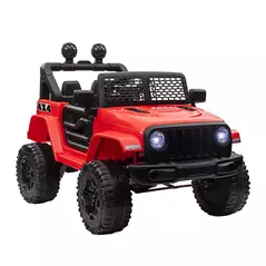 HOMCOM Kids Electric Ride On Car 12V Off Road Toy with Parental Remote Control 2 Motors Horn Lights Suspension Wheels for 3-6 Years Old Red - 1