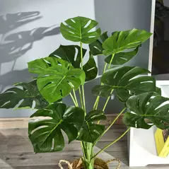 Outsunny Decorative Artificial Monstera Plants in Pot Fake Plants for Home Indoor Outdoor Decor, 85cm - 8