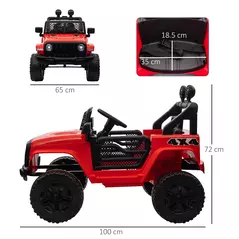 HOMCOM Kids Electric Ride On Car 12V Off Road Toy with Parental Remote Control 2 Motors Horn Lights Suspension Wheels for 3-6 Years Old Red - 3