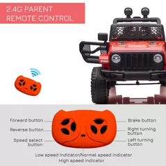 HOMCOM Kids Electric Ride On Car 12V Off Road Toy with Parental Remote Control 2 Motors Horn Lights Suspension Wheels for 3-6 Years Old Red - 7