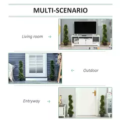 Outsunny 90cm/3FT Artificial Trees, Spiral Topiary Trees w/ Pot Set Of 2, Fake Indoor Greenery Plant Home Office Garden Decor Green - 6