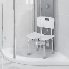 HOMCOM 8-Level Height Adjustable Bath Stool Spa Shower Chair Aluminum w/ Non-Slip Feet, Handle for the Pregnant, Old, Injured - 2