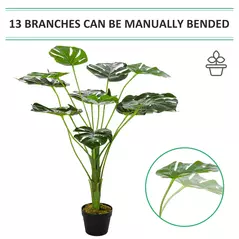 Outsunny Decorative Artificial Monstera Plants in Pot Fake Plants for Home Indoor Outdoor Decor, 85cm - 4
