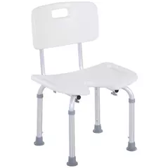 HOMCOM 8-Level Height Adjustable Bath Stool Spa Shower Chair Aluminum w/ Non-Slip Feet, Handle for the Pregnant, Old, Injured - 1