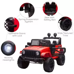 HOMCOM Kids Electric Ride On Car 12V Off Road Toy with Parental Remote Control 2 Motors Horn Lights Suspension Wheels for 3-6 Years Old Red - 5