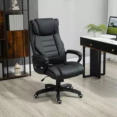 Vinsetto Office Chair with 6-Point Maaage, PU Desk Chair with Padded Seat and Armrest, Computer Chair with Tilt Function for Home, Black - 2