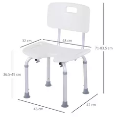 HOMCOM 8-Level Height Adjustable Bath Stool Spa Shower Chair Aluminum w/ Non-Slip Feet, Handle for the Pregnant, Old, Injured - 3
