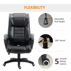 Vinsetto Office Chair with 6-Point Maaage, PU Desk Chair with Padded Seat and Armrest, Computer Chair with Tilt Function for Home, Black - 8