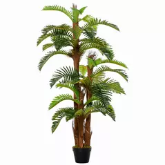 Outsunny Artificial Plant Tropical Fern in Pot, Fake Plants for Home Indoor Decor, 150cm, Green - 1