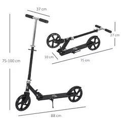 HOMCOM Kids Scooter Teenager Kick Scooter Foldable 4 Levels Adjustable Height with Rear Fender Brake for 7-14 Years - 3