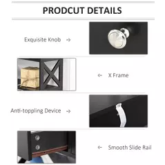 HOMCOM Console Table Side Desk w/ Shelves Drawers Open Top X Support Frame Living Room Hallway Home Office Furniture Black - 6