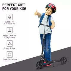 HOMCOM Kids Scooter Teenager Kick Scooter Foldable 4 Levels Adjustable Height with Rear Fender Brake for 7-14 Years - 5