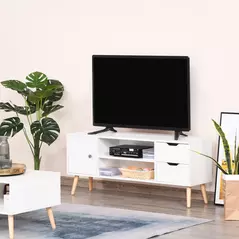 HOMCOM TV Stand for TVs up to 50", TV Console Cabinet with Open Storage Shelf and Drawers for Living Room, Entertainment Room and Bedroom, White - 2