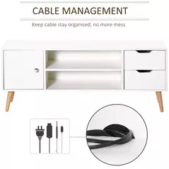 HOMCOM TV Stand for TVs up to 50", TV Console Cabinet with Open Storage Shelf and Drawers for Living Room, Entertainment Room and Bedroom, White - 4