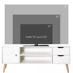 HOMCOM TV Stand for TVs up to 50", TV Console Cabinet with Open Storage Shelf and Drawers for Living Room, Entertainment Room and Bedroom, White - 8