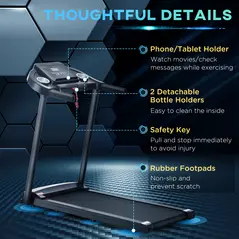 HOMCOM Treadmill Electric Motorised Running Machine w/ LED Display - 6