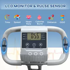 HOMCOM 2-in-1 Folding Exercise Bike with 8-Level Magnetic Resistance, Arm Resistance Band, Pulse Sensor, Grey - 4