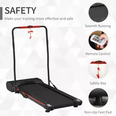 HOMCOM Foldable Walking Machine Treadmill 1-6km/h with LED Display & Remote Control Exercise Fitness for Home Office - 7