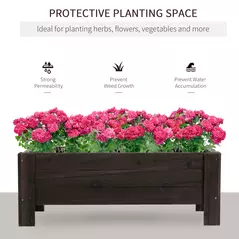 Outsunny 58L Garden Raised Bed Planter Grow Containers for Outdoor Patio Plant Flower Vegetable Pot Fir Wood, 100 x 36.5 x 36 cm, Carbonized Colour - 4