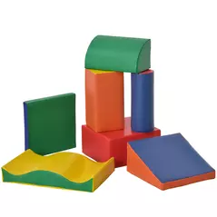 HOMCOM Soft Play Set, 7 Piece Foam Blocks, Toddler Climb and Crawl Activity Set for 1-3 Years, Soft Play Equipment for Building and Stacking, Educational Play, Red - 1