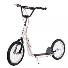 HOMCOM Kick Scooters for Kids with Adjustable Height, Anti-Slip Deck, Dual Brakes, Rubber Tyres, for Boys and Girls Aged 5+ Years Old - White - 1