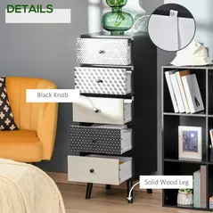 HOMCOM Chest of Drawers, 5 Drawer Dresser, Vertical Storage Organizer Unit for Bedroom, Living Room - 5