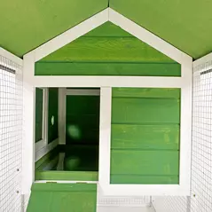 PawHut Wooden Rabbit Hutch and Run with Sliding Tray, Ramp, Water-resistant Roof, for 2-4 Rabbits, Green - 9