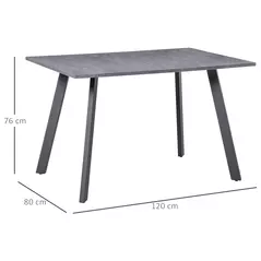 HOMCOM Dining Table, Contemporary Rectangle Kitchen Table with Metal Legs and Spacious Tabletop for Dining Room, Living Room, Dark Grey - 3