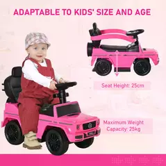 HOMCOM 3 in 1 Kids Children Ride on Push Car Toddler Sliding Car G350 Licensed Walker Foot to Floor Slider Push-Along with Horn Steering Wheel NO POWER Manual, Pink - 7