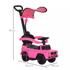 HOMCOM 3 in 1 Kids Children Ride on Push Car Toddler Sliding Car G350 Licensed Walker Foot to Floor Slider Push-Along with Horn Steering Wheel NO POWER Manual, Pink - 3