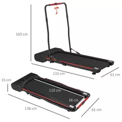 HOMCOM Foldable Walking Machine Treadmill 1-6km/h with LED Display & Remote Control Exercise Fitness for Home Office - 3