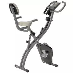 HOMCOM 2-in-1 Folding Exercise Bike with 8-Level Magnetic Resistance, Arm Resistance Band, Pulse Sensor, Grey - 1