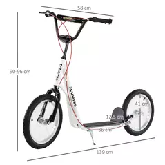 HOMCOM Kick Scooters for Kids with Adjustable Height, Anti-Slip Deck, Dual Brakes, Rubber Tyres, for Boys and Girls Aged 5+ Years Old - White - 3