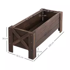 Outsunny 58L Garden Raised Bed Planter Grow Containers for Outdoor Patio Plant Flower Vegetable Pot Fir Wood, 100 x 36.5 x 36 cm, Carbonized Colour - 3