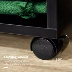 HOMCOM Open Wardrobe on Wheels, Bedroom Wardrobe with Clothes Hanging Rail, 2 Storage Shelves, Mobile Garment Rack for Cloakroom, Hallway, Black - 5