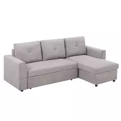 HOMCOM 3 Seater Sofa Bed, Pull Out Sofa Bed with Storage for Living Room, Light Grey - 2