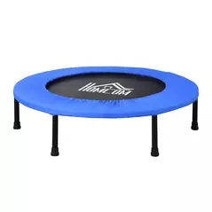 HOMCOM 36" Mini Fitness Trampoline Home Gym Yoga Exercise Rebounder Indoor Outdoor Jumper with Safety Pad, Support Up to 100 KG, Blue and Black - 1
