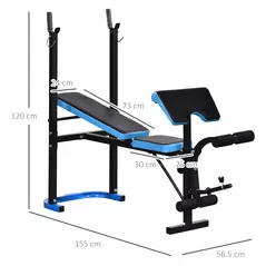 HOMCOM Adjustable Weight Bench with Leg Developer Barbell Rack for Lifting and Strength Training Multifunctional Workout Station for Home Gym Fitness, Black - 3