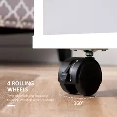 HOMCOM Open Wardrobe on Wheels, Bedroom Wardrobe with Clothes Hanging Rail, 2 Storage Shelves, Mobile Garment Rack for Cloakroom, Hallway, White - 6