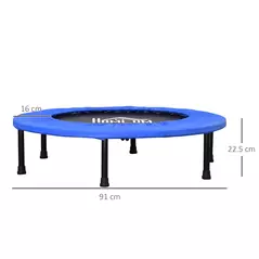 HOMCOM 36" Mini Fitness Trampoline Home Gym Yoga Exercise Rebounder Indoor Outdoor Jumper with Safety Pad, Support Up to 100 KG, Blue and Black - 3