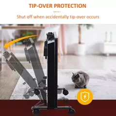 HOMCOM POWER Convector Radiator, Energy Saving Freestanding or Wall-mounted Heating with 2 Heat Settings Safety Cut-Off, Black - 7