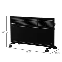 HOMCOM POWER Convector Radiator, Energy Saving Freestanding or Wall-mounted Heating with 2 Heat Settings Safety Cut-Off, Black - 3