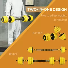HOMCOM 30KG Dumbbell & Barbell  Adjustable Set Plate Bar Clamp Rod Home Gym Sports Area Exercise Ergonomic - 4