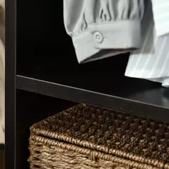 HOMCOM Open Wardrobe on Wheels, Bedroom Wardrobe with Clothes Hanging Rail, 2 Storage Shelves, Mobile Garment Rack for Cloakroom, Hallway, Black - 7