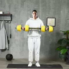 HOMCOM 30KG Dumbbell & Barbell  Adjustable Set Plate Bar Clamp Rod Home Gym Sports Area Exercise Ergonomic - 2